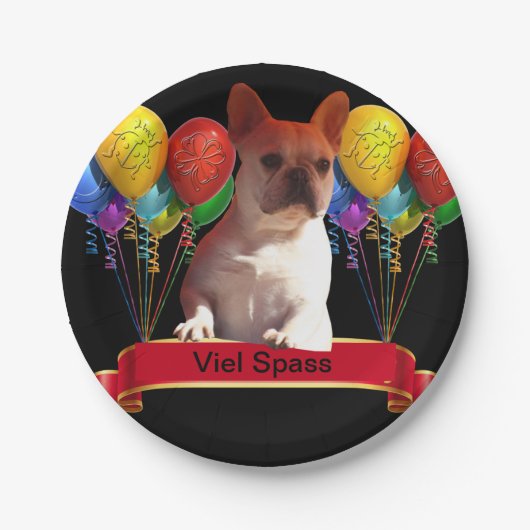 französische Bulldogge mit Ballons Papieren Bordje (Voorkant)