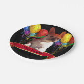 französische Bulldogge mit Ballons  Papieren Bordje (Gekanteld)