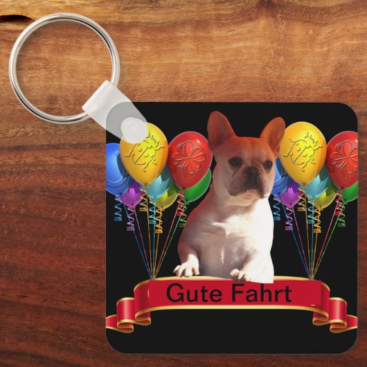französische Bulldogge mit Ballons Sleutelhanger (Voorkant)
