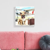 Französische Bulldogge mit Flugzeug Canvas Afdruk (Insitu (Woonkamer))