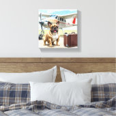 Französische Bulldogge mit Flugzeug Canvas Afdruk (Insitu (Slaapkamer))