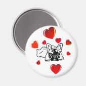 Französische Bulldogge mit Herz Magnet (Voorkant / Achterkant)
