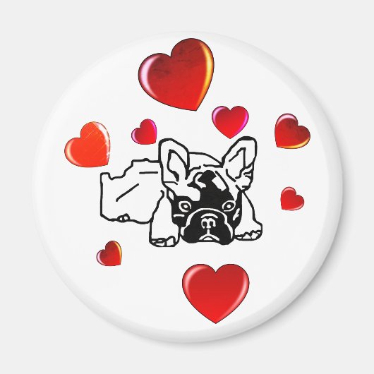 Französische Bulldogge mit Herz Magnet (Voorkant)