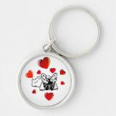 Französische Bulldogge mit Herz Schlüsselanhänger Sleutelhanger (Voorkant)