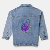 französische Bulldogge mit Herzhalsband Denim Jacket (Achterkant)