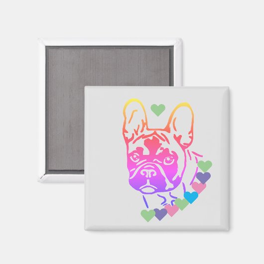 französische Bulldogge mit Herzhalsband Magnet (Voorkant / Achterkant)