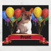 Französische Bulldogge mit Luftballons Sparkling Wijnetiket (Enkel label)