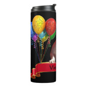 Französische Bulldogge mit Luftballons Thermosbeker (Gedraaid links)