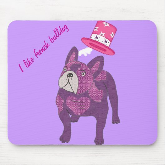 Französische Bulldogge Mousepad mit Zylinder Muismat (Voorkant)