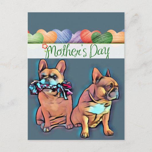 Französische Bulldogge Muttertag French Bulldog Briefkaart (Voorkant)