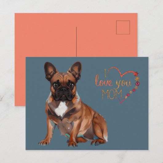 Französische Bulldogge Muttertag French Bulldog Briefkaart (Voorkant / Achterkant)