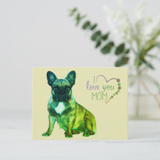 Französische Bulldogge Muttertag French Bulldog Briefkaart (Staand voorkant)