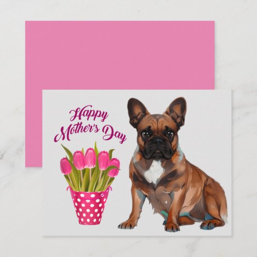 Französische Bulldogge Muttertag French Bulldog Kaart (Voorkant / Achterkant)