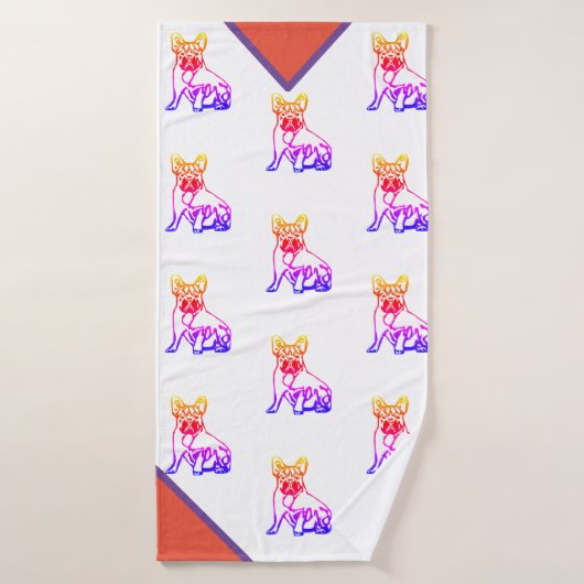 Französische Bulldogge Neon French Bulldog Badhanddoek (Badhanddoek)