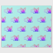 Französische Bulldogge Neon French Bulldog Cadeaupapier (Vlak)