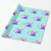 Französische Bulldogge Neon French Bulldog Cadeaupapier (Uitgerold)
