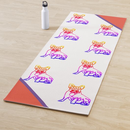 Französische Bulldogge Neon French Bulldog Yogamat (In situ)