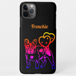 Französische Bulldogge Neon Herz French Bulldog iPhone 11Pro Max Hoesje