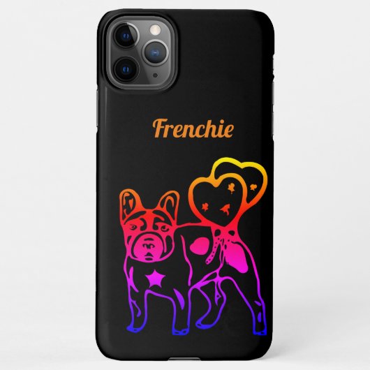 Französische Bulldogge Neon Herz French Bulldog iPhone Hoesje (Achterkant)
