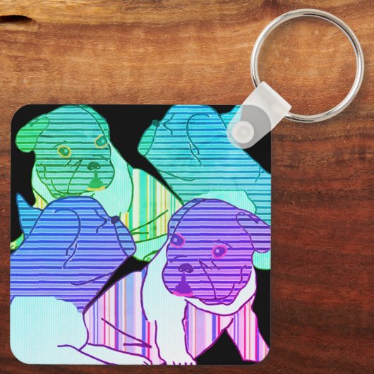 Französische Bulldogge Neon Urlaub Sleutelhanger (Achterkant)