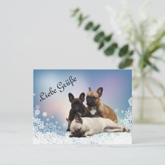 Französische Bulldogge Neujahr French Bulldog Briefkaart (Staand voorkant)