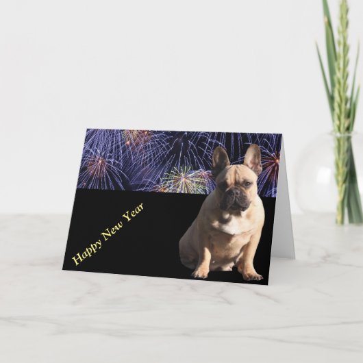 Französische Bulldogge Neujahr French Bulldog Feestdagen Kaart (Voorkant)