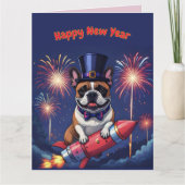 Französische Bulldogge Neujahr French Bulldog Kaart (Voorkant)