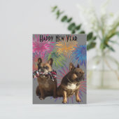 Französische Bulldogge Neujahr French Bulldog Kaart (Staand voorkant)