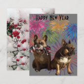 Französische Bulldogge Neujahr French Bulldog Kaart (Voorkant / Achterkant)