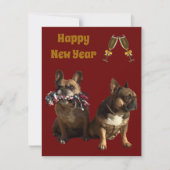 Französische Bulldogge Neujahr French Bulldog Kaart (Voorkant)