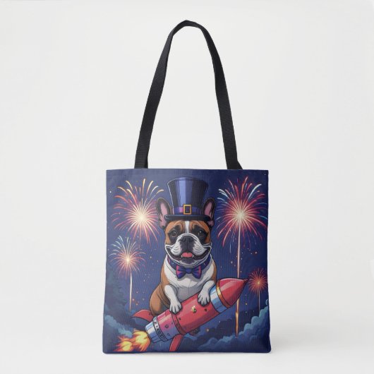 Französische Bulldogge Neujahr French Bulldog  Tote Bag (Voorkant)