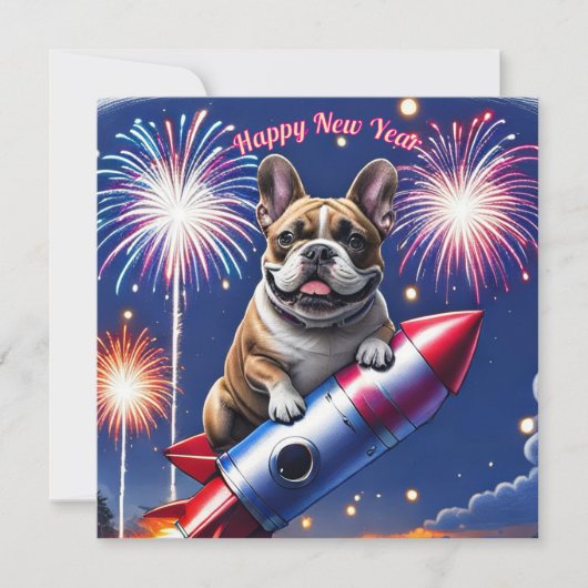 Französische Bulldogge Neujahr lustig Rakete (Voorkant)