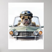 Französische Bulldogge Oldtimer Bulldog Vatertag Poster (Voorkant)