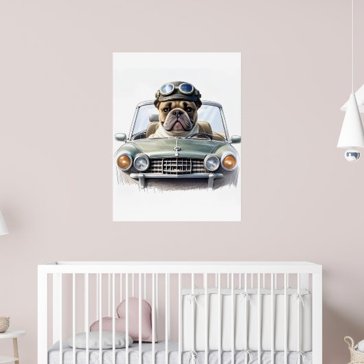 Französische Bulldogge Oldtimer Bulldog Vatertag Poster (Kinderkamer 2)