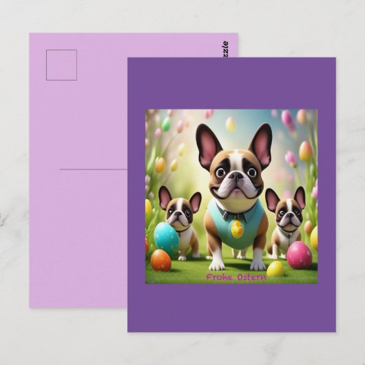 Französische Bulldogge Ostern French Bulldog Briefkaart (Voorkant / Achterkant)