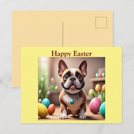 Französische Bulldogge Ostern French Bulldog Feestdagenkaart (Voorkant / Achterkant)