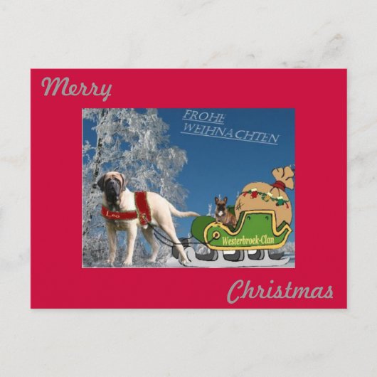 Französische Bulldogge Postkarte Frohe Weihnachten Feestdagenkaart (Voorkant)