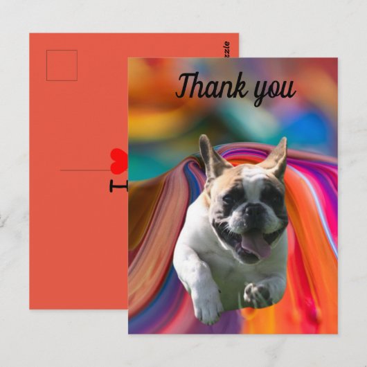 Französische Bulldogge Postkarte thank you Briefkaart (Voorkant / Achterkant)