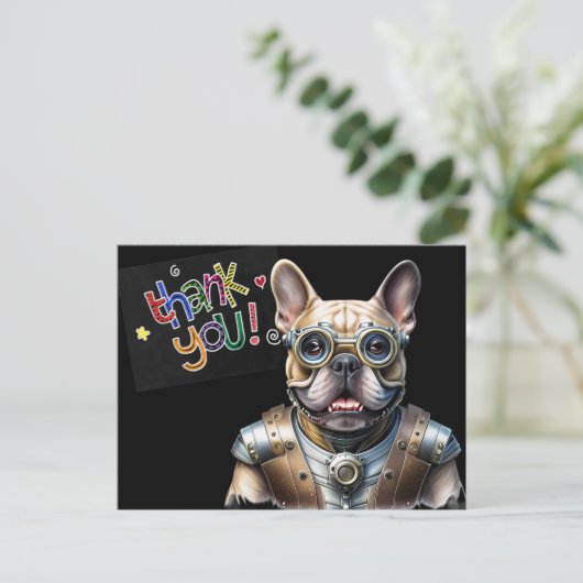 Französische Bulldogge Roboter Vatertag Briefkaart (Staand voorkant)