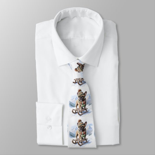 Französische Bulldogge Schlittenfahrt Bulldog Stropdas (Gebonden)
