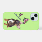 Französische Bulldogge Schmetterling iPhone 15 Case (Achterkant horizontaal)