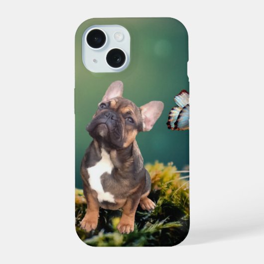 Französische Bulldogge Schmetterling iPhone 15 Case (Achterkant)