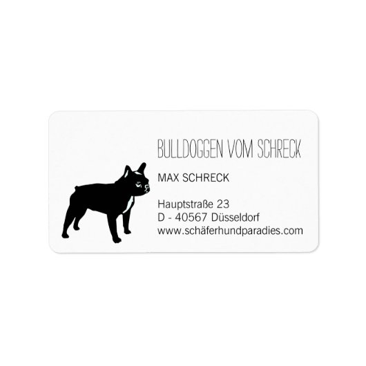 Französische Bulldogge schwarz Etiket (Voorkant)