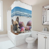 Französische Bulldogge Sommer French Bulldog Douchegordijn (In situ)