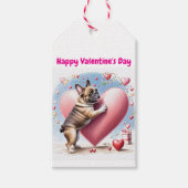 Französische Bulldogge springt Herz Valentinstags  Cadeaulabel (Voorkant)