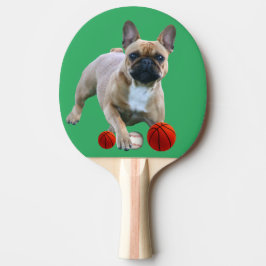 Französische Bulldogge Sprung French Bulldog  Tafeltennisbatje