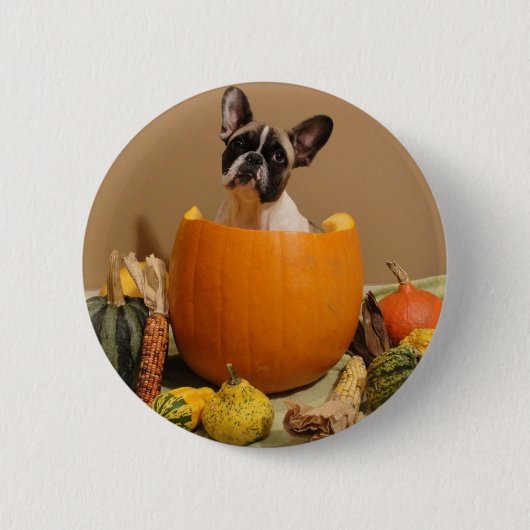 Französische-Bulldogge Sticker Button Halloween (Voorkant)