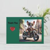 Französische Bulldogge thank you Motorrad Kaart (Staand voorkant)