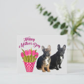 französische Bulldogge Tulpen French Bulldog Briefkaart (Staand voorkant)