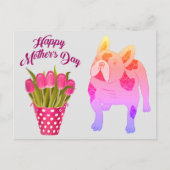 französische Bulldogge Tulpen French Bulldog Briefkaart (Voorkant)